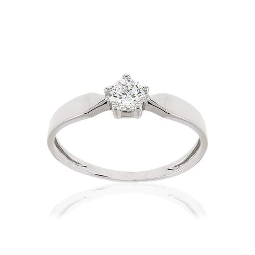 Bague or 375 blanc zirconia