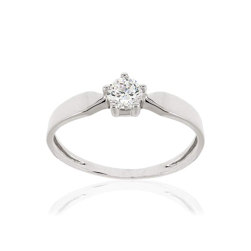 Bague or 375 blanc zirconia - vue 1