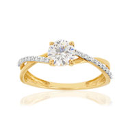 Bague or 375 2 tons zirconia