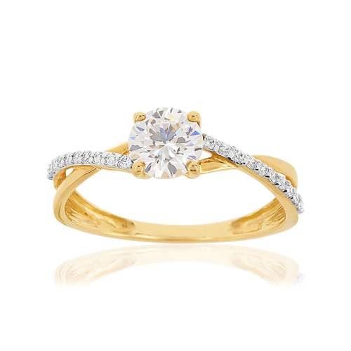 Bague or 375 2 tons zirconias