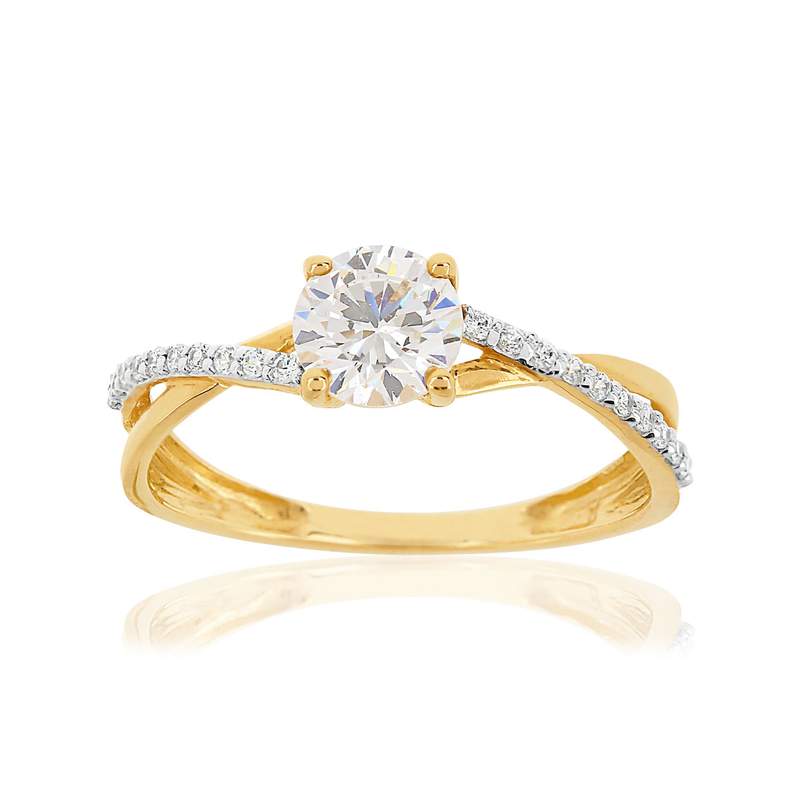 Bague or 375 2 tons zirconias - vue 1