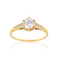 Bague or 375 jaune zirconia