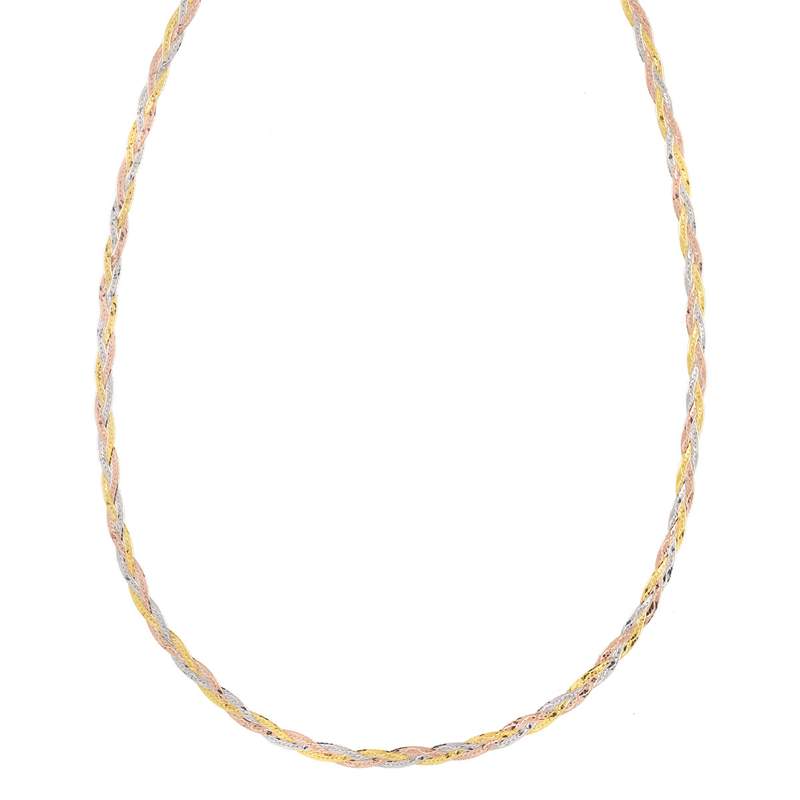 Collier 3 ors 375 tressé 42 cm - vue 1