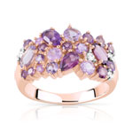 Bague or 375 2 tons pierres précieuses et fines - vue 1