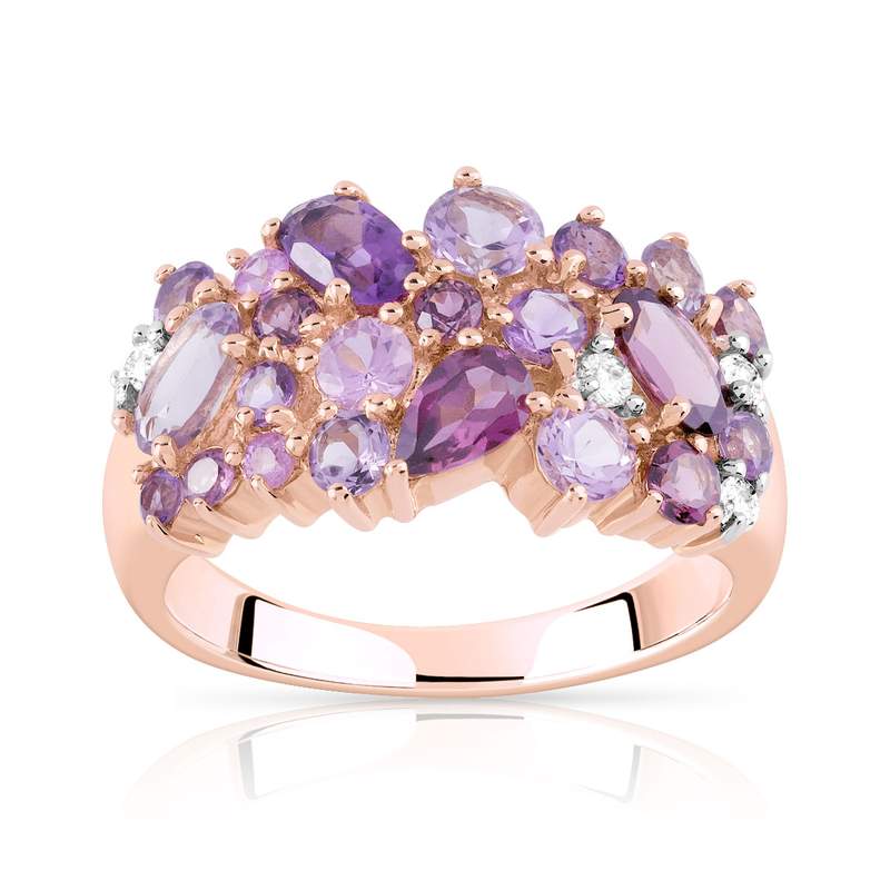 Bague or 375 2 tons pierres précieuses et fines - vue 1