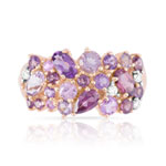 Bague or 375 2 tons pierres précieuses et fines - vue 3