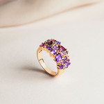 Bague or 375 2 tons pierres précieuses et fines - vue D3