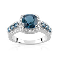 Bague or 375 blanc pierre fine et diamant