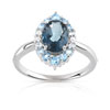 Bague or 375 blanc marquise topazes bleues traitées et diamants - vue V1
