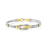 Bracelet acier et or 375 jaune - vue 1