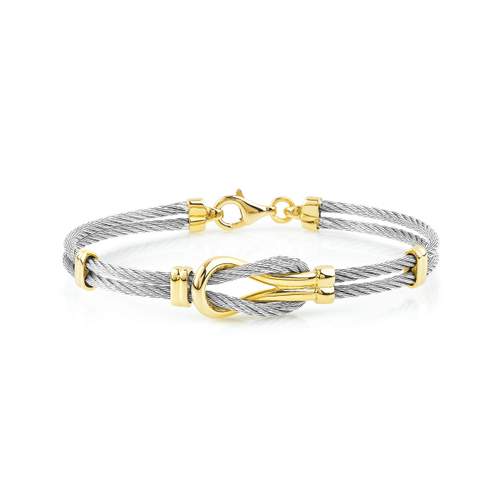 Bracelet acier et or 375 jaune