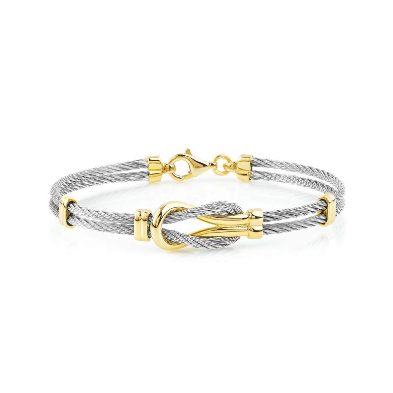 Bracelet acier et or 375 jaune - vue 1