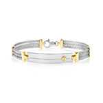 Bracelet or 375 jaune acier câbles 20 cm - vue 1
