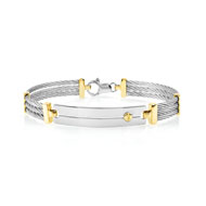 Bracelet or 375 jaune acier câbles 20 cm