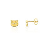 Boucles d'oreilles or 375 jaune chats zirconias - vue 1