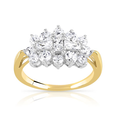 Bague 2 ors 375 zirconias - vue 1