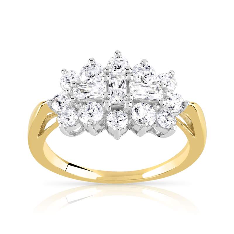 Bague 2 ors 375 zirconias - vue 1