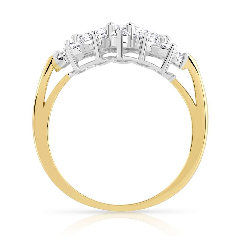 Bague 2 ors 375 zirconias - vue 2