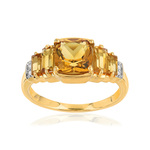 Bague or 375 2 tons citrines et diamants - vue 1