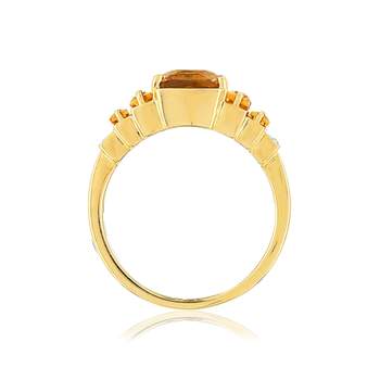 2-tone citrine and diamond ring in 375 gold