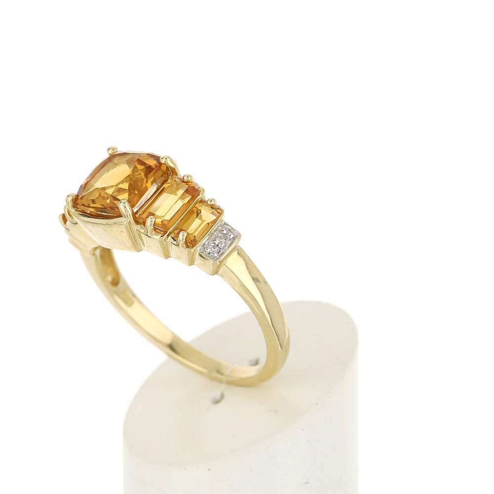 Bague or 375 2 tons citrines et diamants - vue 4