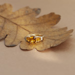 Bague or 375 2 tons citrines et diamants - vue D3