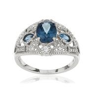 Bague or blanc 375 p. fines diamants