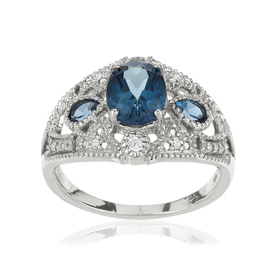 Bague or blanc 375 p. fines diamants - vue V1