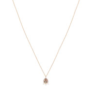 Collier or 375 rose topaze rose traitée zirconia et perle