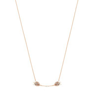 Collier or 375 rose topaze rose traitée zirconia et perle