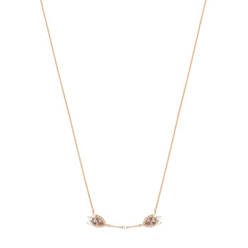 Gouden ketting 375 roze topaas behandeld zirkonia en parel