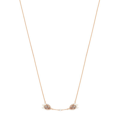 Collier or 375 rose topaze rose traitée zirconia et perle - vue 1