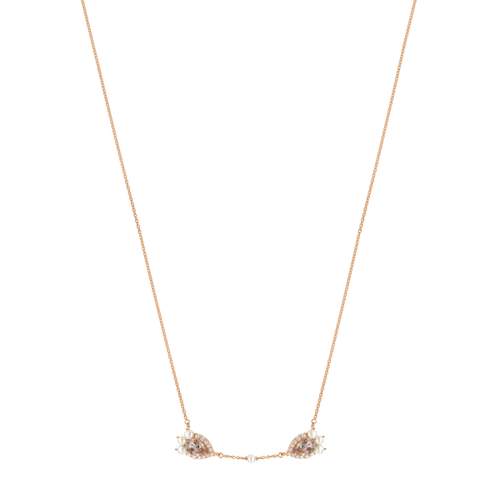 Collier or 375 rose topaze rose traitée zirconia et perle