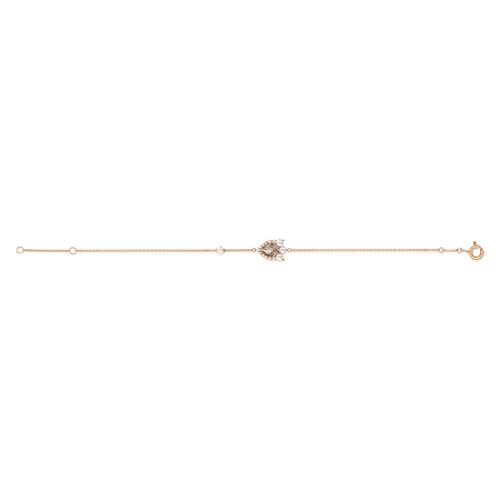 Bracelet or 375 rose topaze zirconia et perle