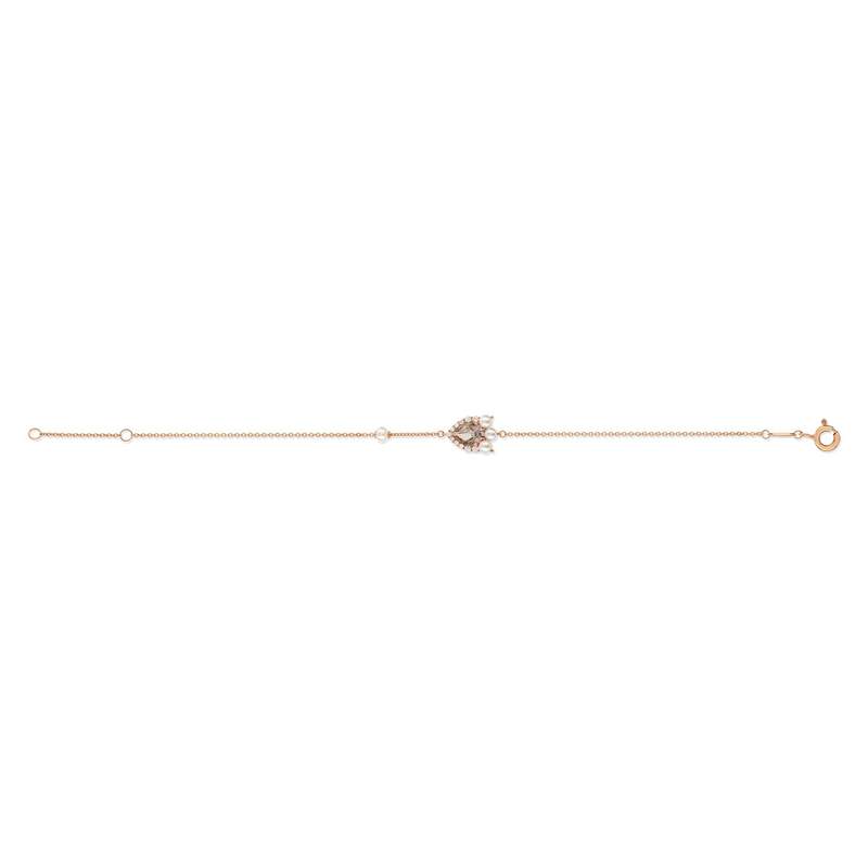 Bracelet or 375 rose topaze zirconia et perle - vue 1
