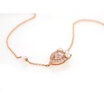 Bracelet or 375 rose topaze zirconia et perle - vue 3