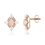 Boucles d'oreilles or 375 rose pierre et perle - vue 1