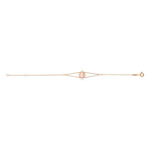 Bracelet or 375 rose opale zirconia et perle