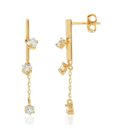 Boucles d'oreilles or 375 jaune zirconia