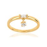 Bague or 375 jaune zirconia - vue 1