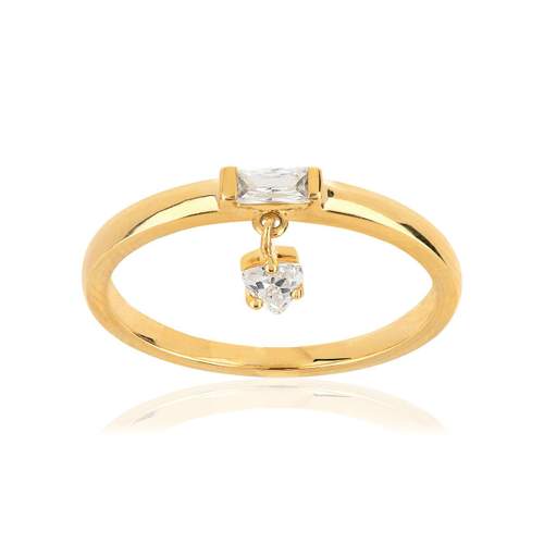 Bague or 375 jaune zirconia