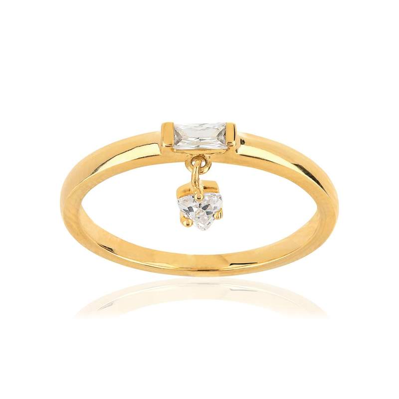 Bague or 375 jaune zirconia - vue 1