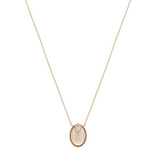 375 rose agate and zirconia gold necklace