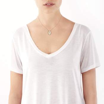 Collier or 375 rose agate et zirconia