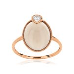 Bague or 375 rose agate et zirconia - vue 1