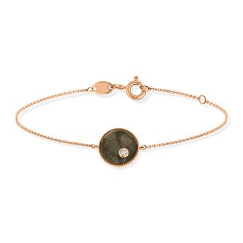 Gouden armband 375 roze labradoriet en zirkonia
