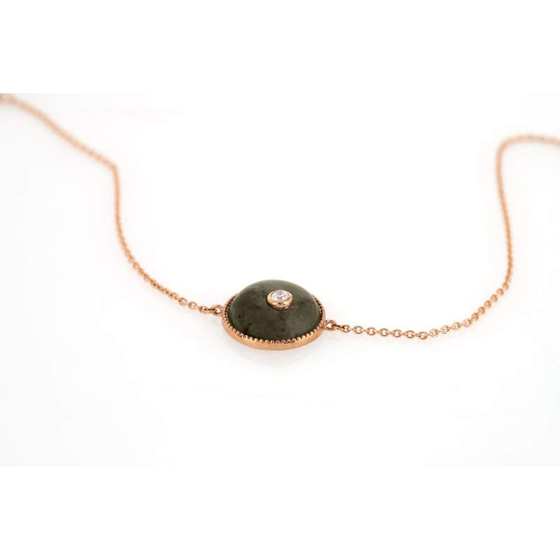Bracelet or 375 rose labradorite et zirconia - vue D1