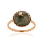 Bague or 375 rose labradorite et zirconia - vue 1