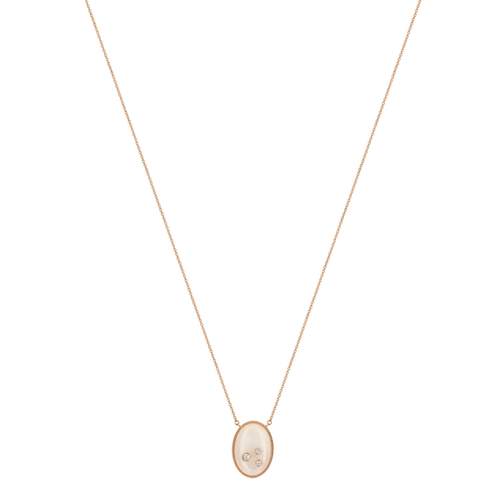 Collier or 375 rose pierre de lune et zirconia