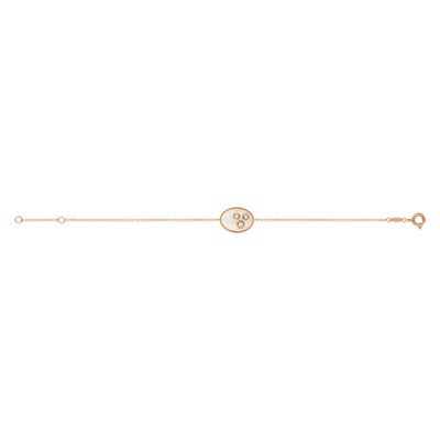 Bracelet or 375 rose pierre de lune et zirconia - vue 1